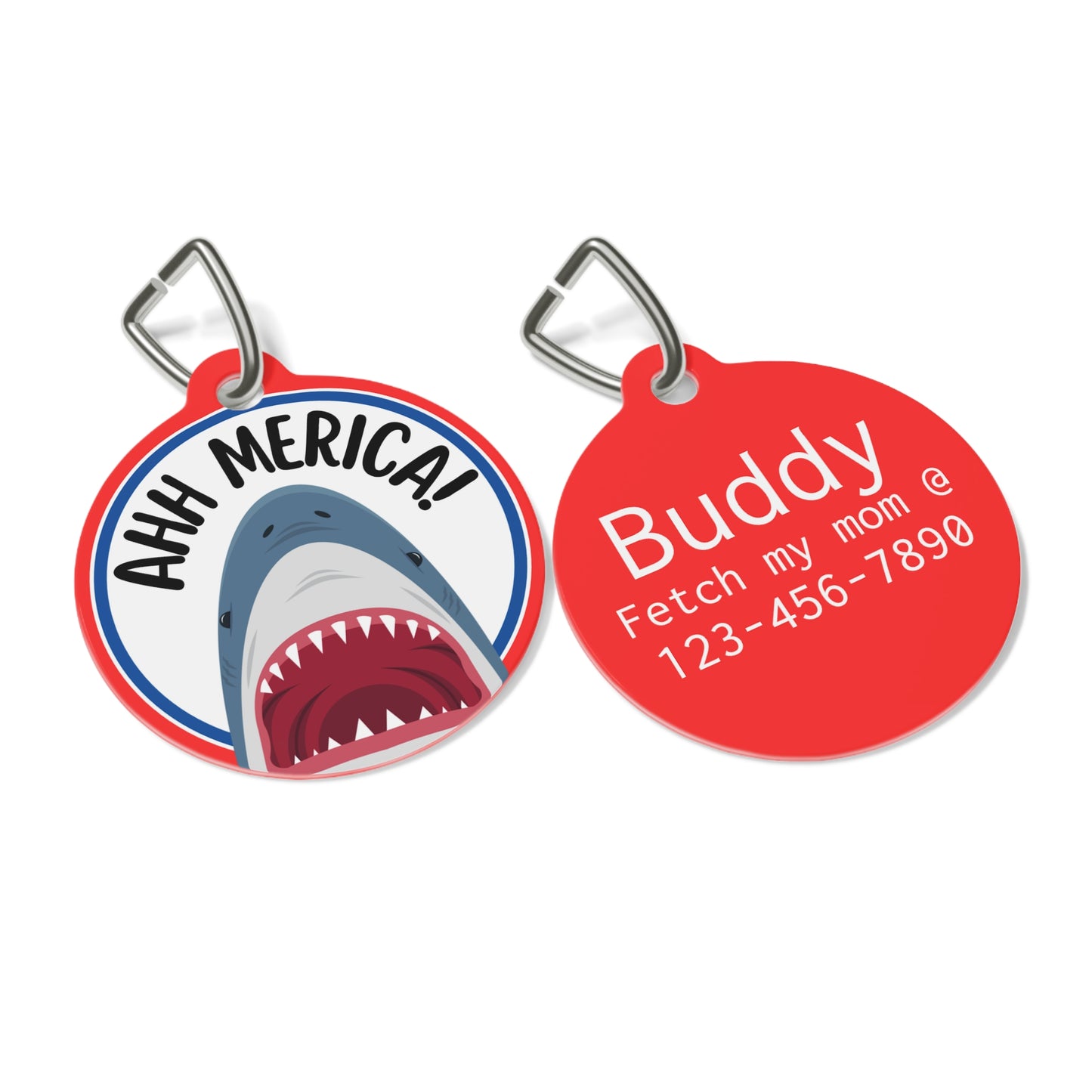 Shark Patriotic AHHMerica Personalized Pet Tag Tag
