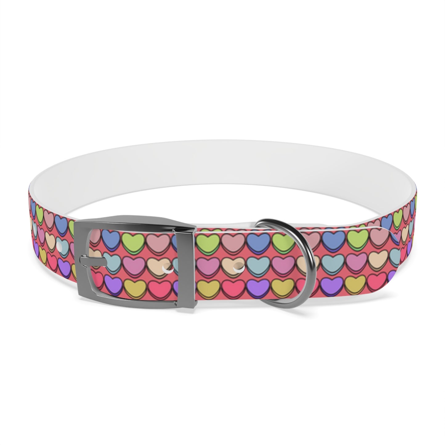 Candy Hearts Valentine's Day Hypoallergenic Dog Collar -Choose Buckle Finish