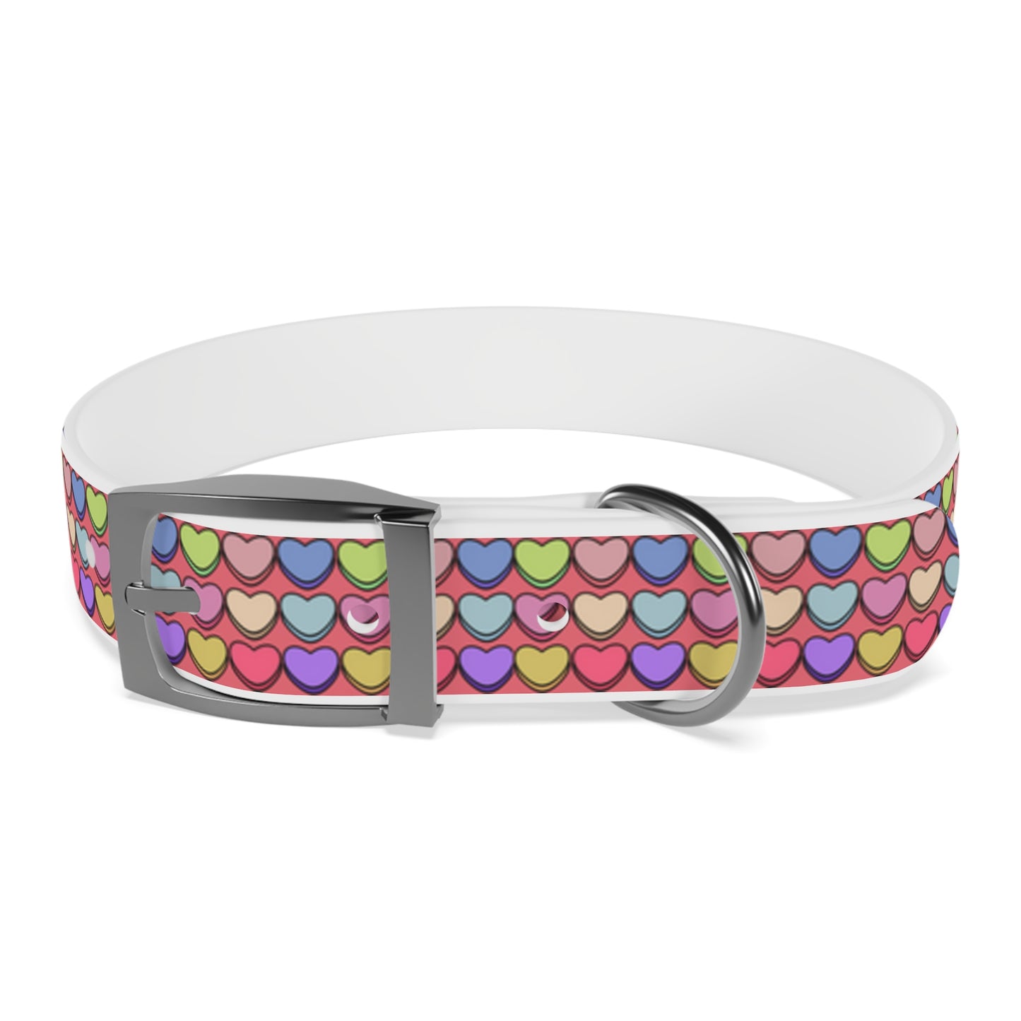 Candy Hearts Valentine's Day Hypoallergenic Dog Collar -Choose Buckle Finish