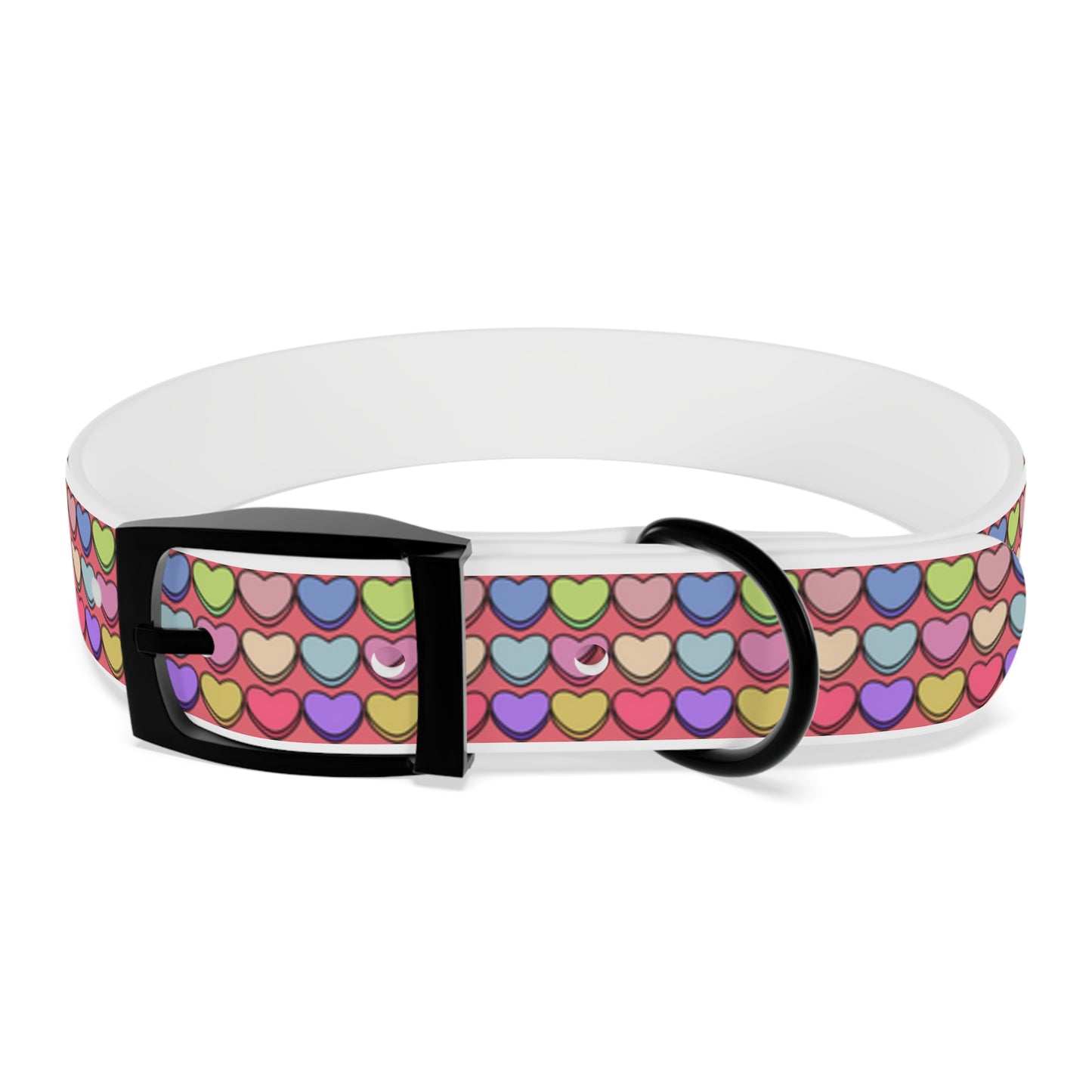 Candy Hearts Valentine's Day Hypoallergenic Dog Collar -Choose Buckle Finish