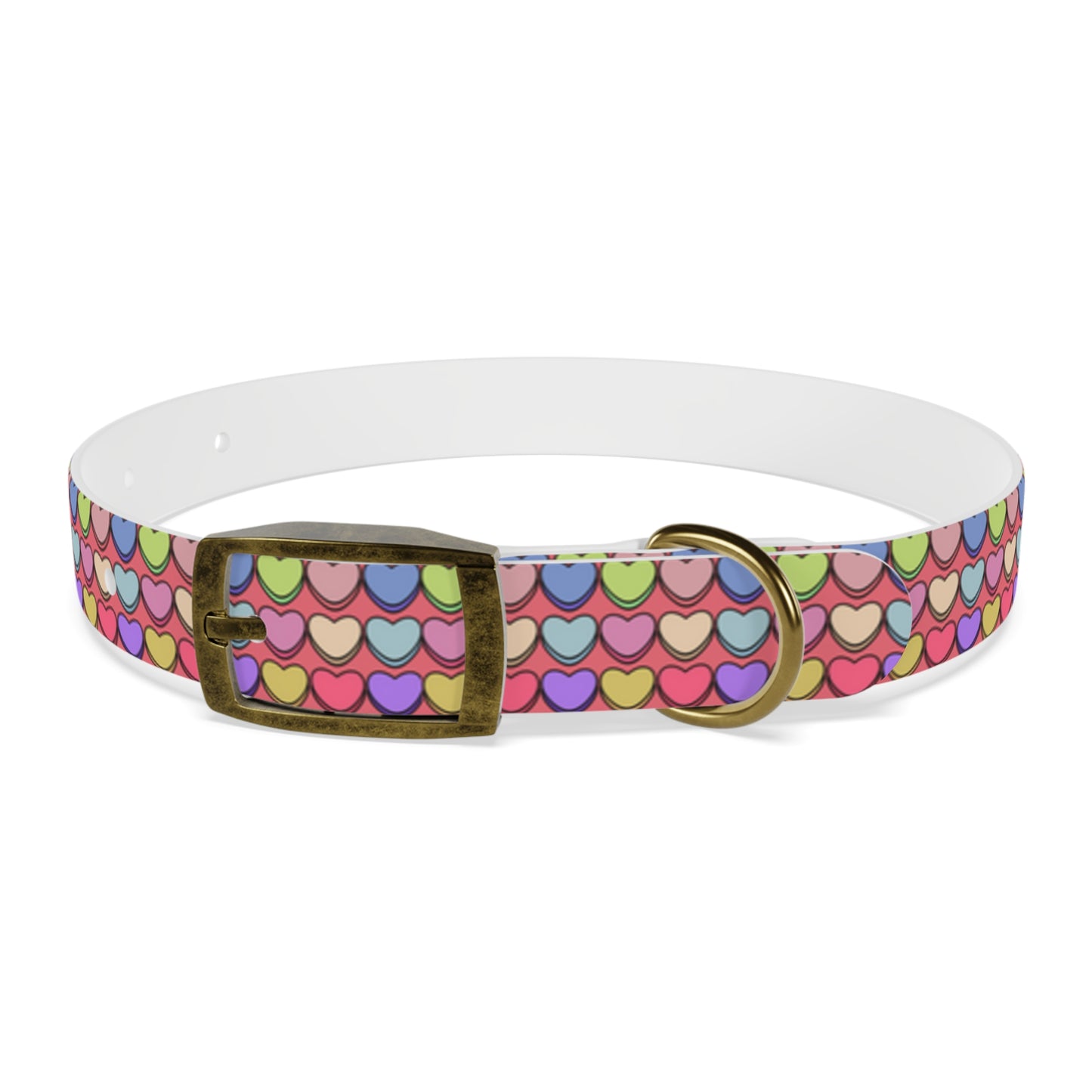 Candy Hearts Valentine's Day Hypoallergenic Dog Collar -Choose Buckle Finish