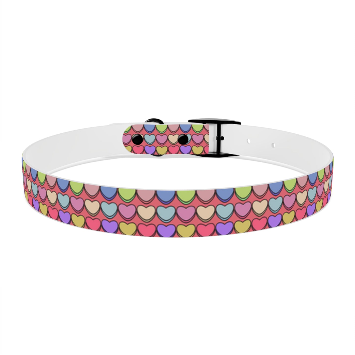 Candy Hearts Valentine's Day Hypoallergenic Dog Collar -Choose Buckle Finish