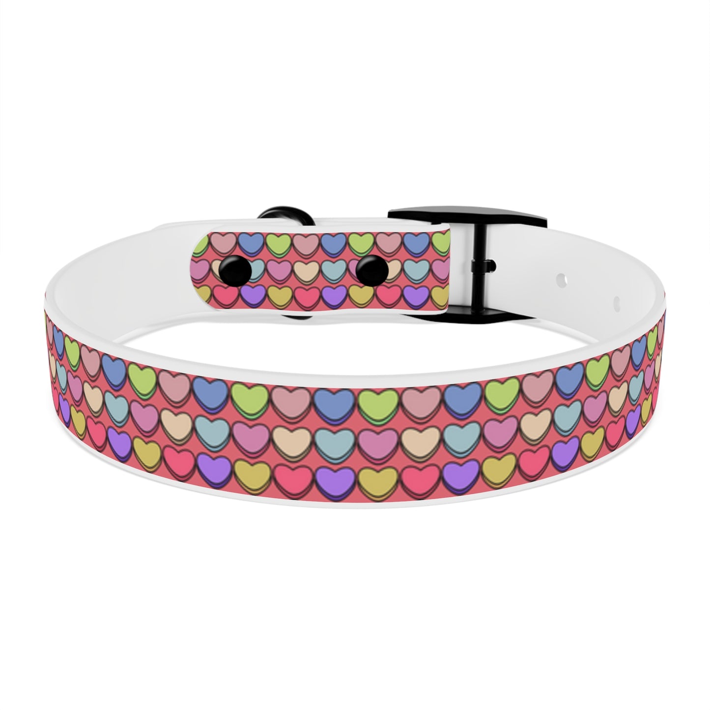 Candy Hearts Valentine's Day Hypoallergenic Dog Collar -Choose Buckle Finish