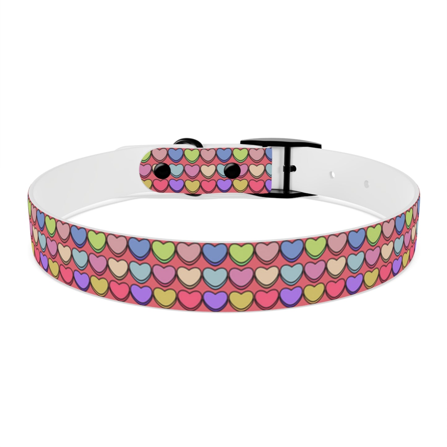Candy Hearts Valentine's Day Hypoallergenic Dog Collar -Choose Buckle Finish