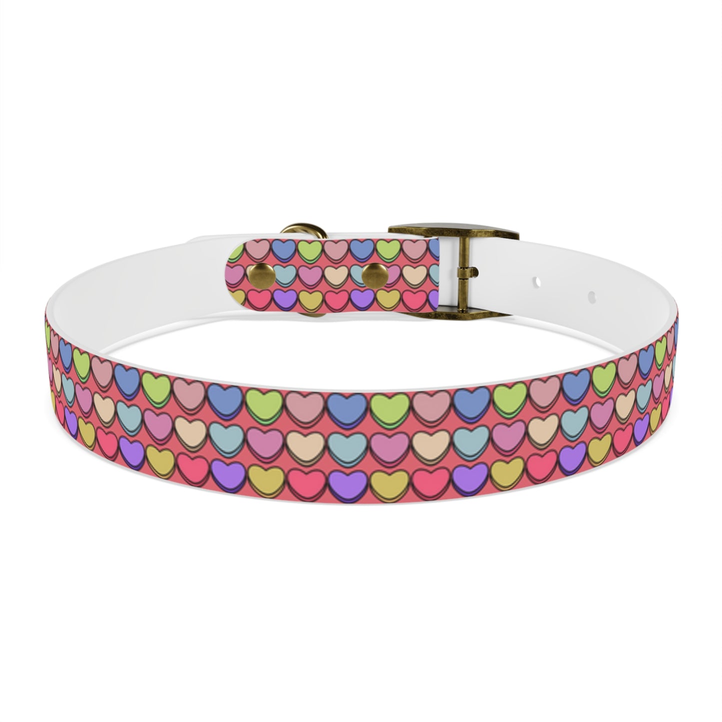 Candy Hearts Valentine's Day Hypoallergenic Dog Collar -Choose Buckle Finish