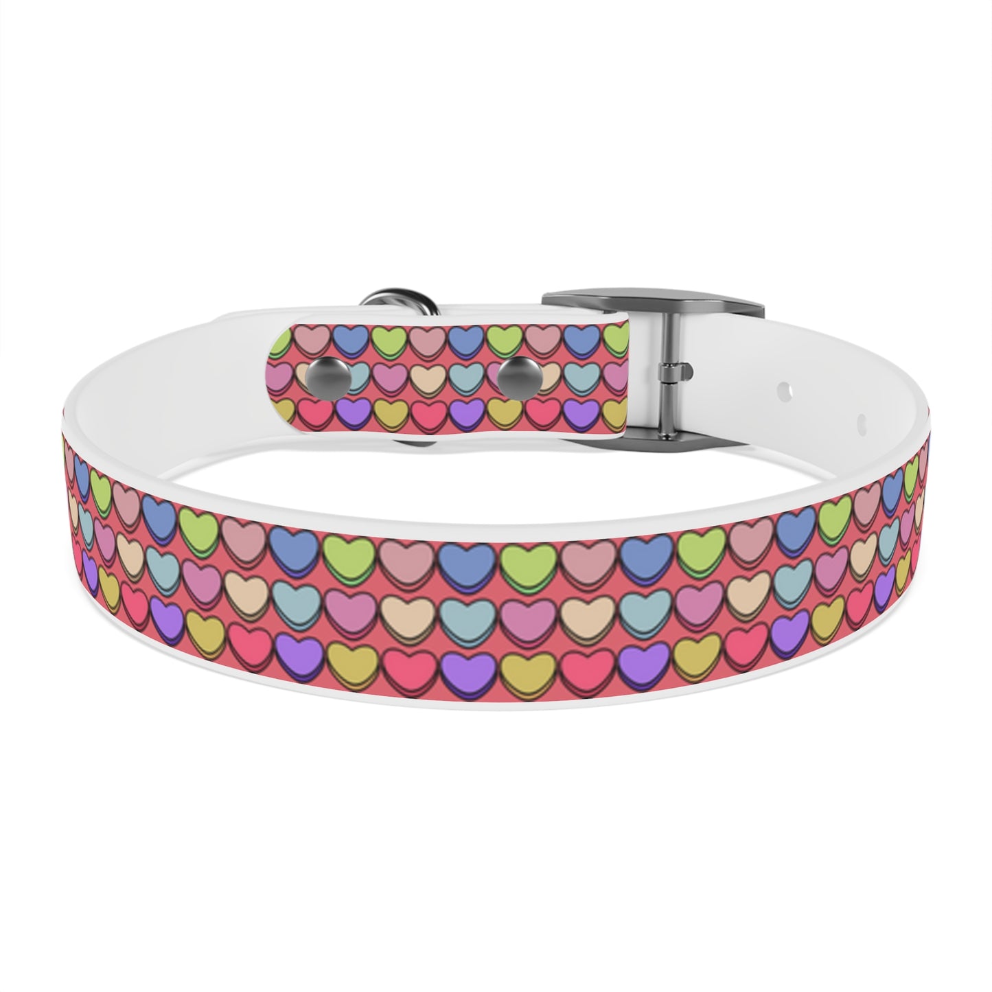 Candy Hearts Valentine's Day Hypoallergenic Dog Collar -Choose Buckle Finish