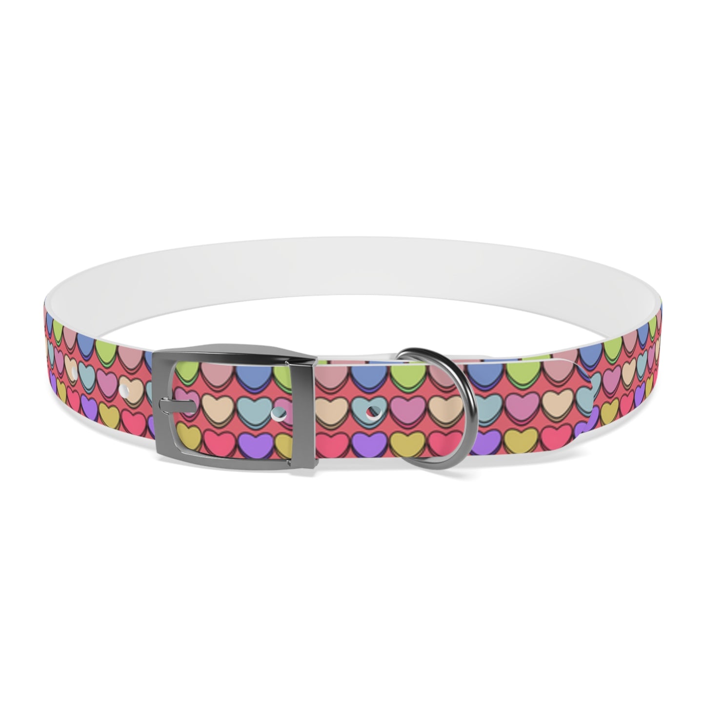 Candy Hearts Valentine's Day Hypoallergenic Dog Collar -Choose Buckle Finish