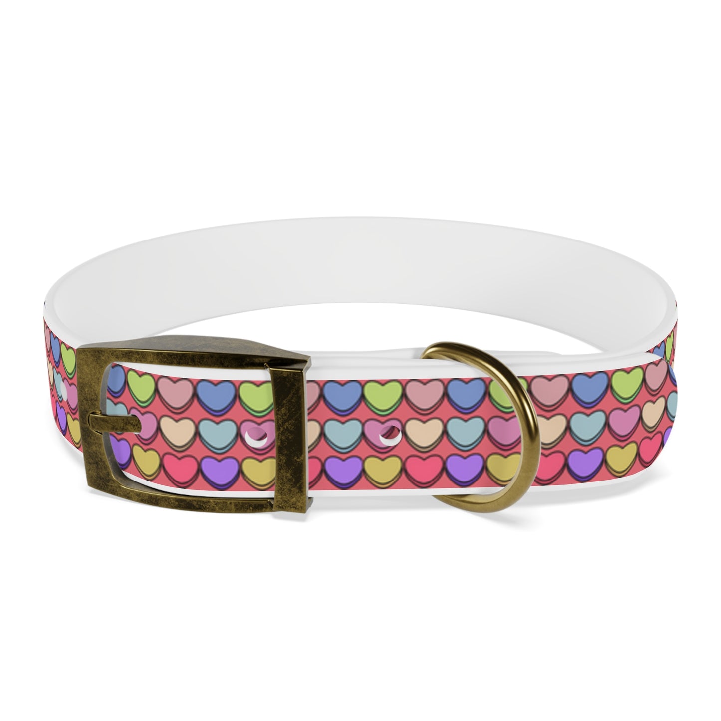 Candy Hearts Valentine's Day Hypoallergenic Dog Collar -Choose Buckle Finish