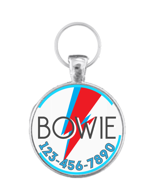 Bowie Ziggy Stardust Lightning Bolt Silver Pet ID Tag -As Seen In Modern Dog Magazine
