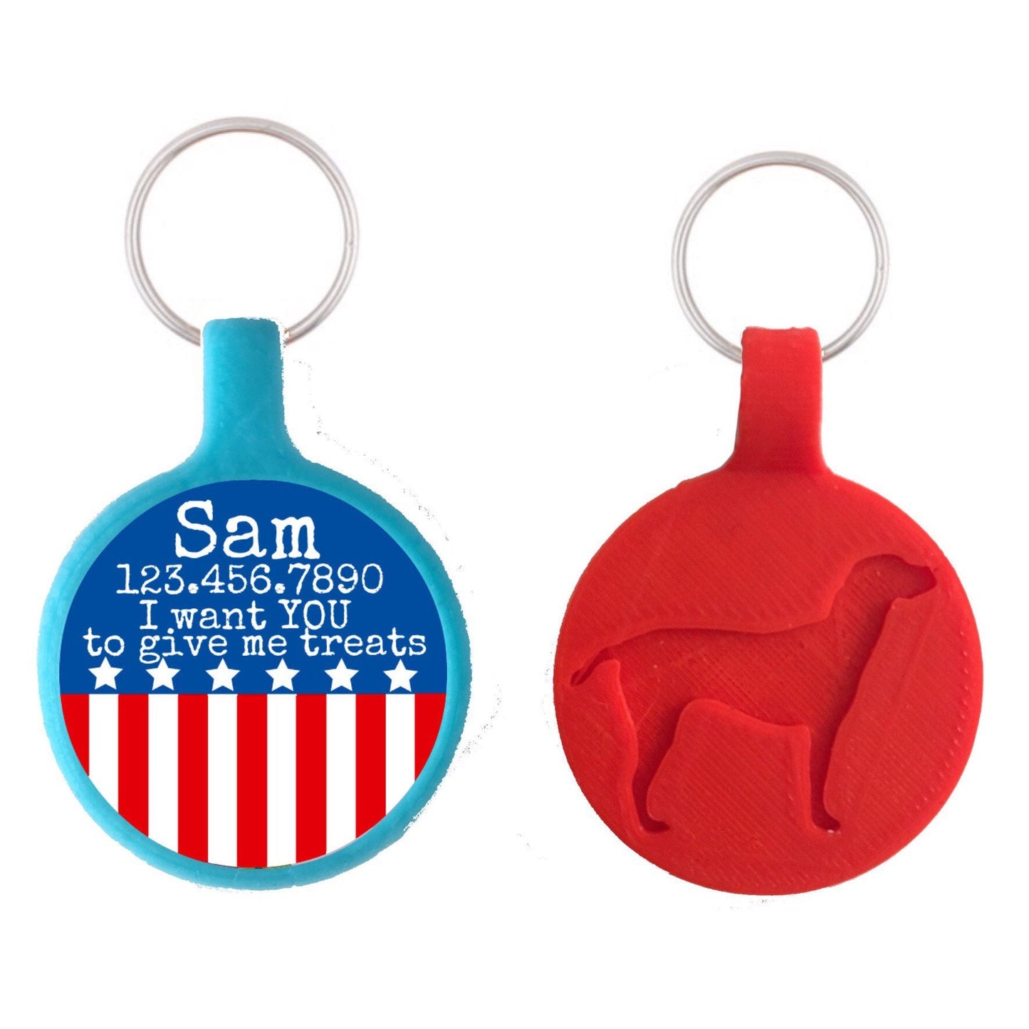 American Flag Patriotic Custom Personalized Dog ID Pet Tag Custom Pet Tag You Choose Tag Size & Colors