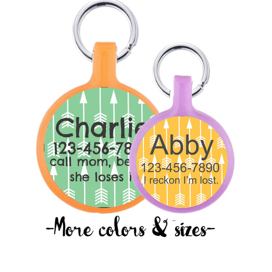 Tribal Arrow Personalized Dog ID Pet Tag Custom Pet Tag You Choose Tag Size & Colors (8 Colors!)