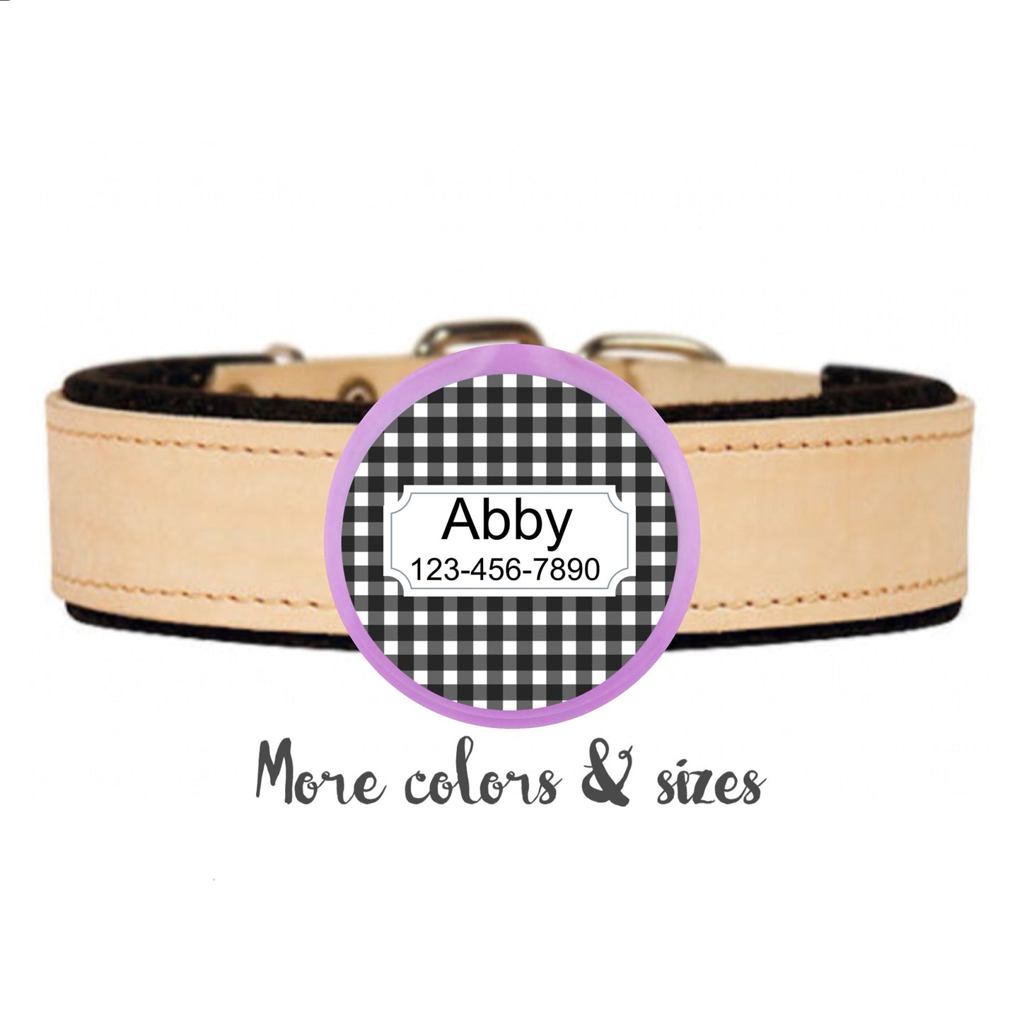 Personalized Gingham Twist-On Dog Tag, Dog Name Tag, Dog Name Tag Cute, Dog Name Tag, Dog Name Tag Collar, Silver Dog Tag Charm, ID