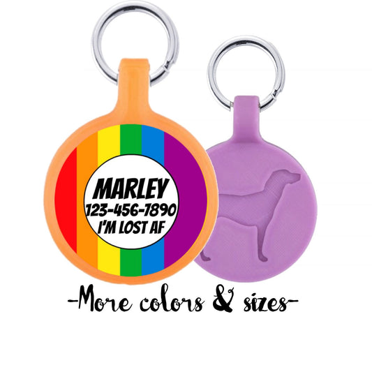 Rainbow Personalized Dog ID Pet Tag Custom Pet Tag You Choose Tag Size & Colors