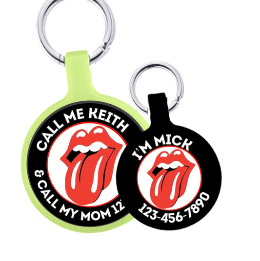 Rolling Stones-inspired Design Personalized Dog ID Pet Tag Custom Pet Tag You Choose Tag Size & Colors