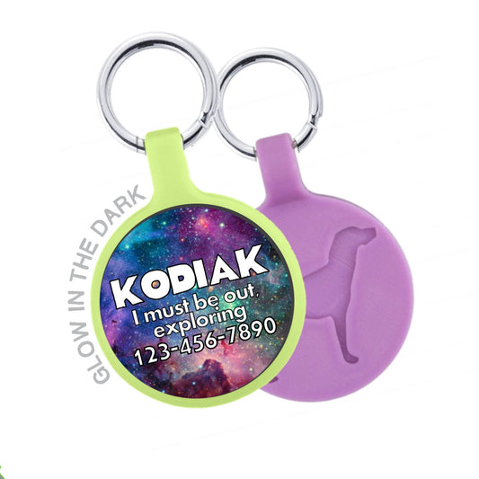 Galaxy Design Personalized Dog ID Pet Tag Custom Pet Tag You Choose Tag Size & Colors