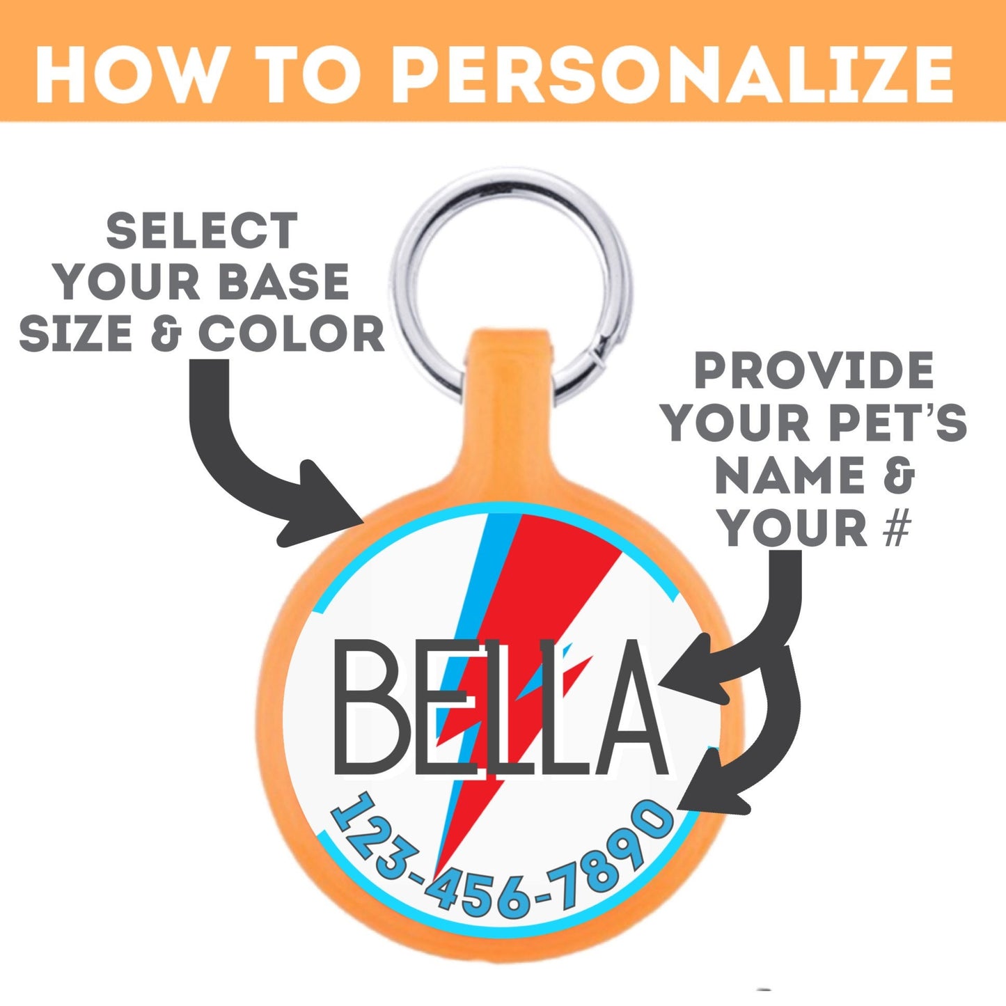 Bowie Ziggy Stardust  Dog or Cat ID Pet Tag with Optional Personalization