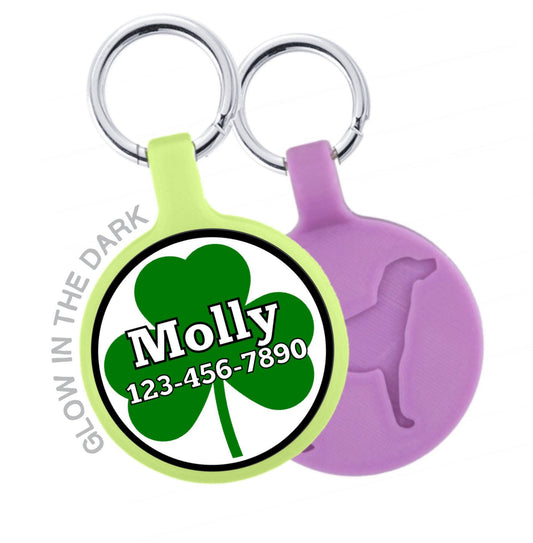 Shamrock Personalized Dog ID Pet Tag Custom Pet Tag You Choose Tag Size & Colors