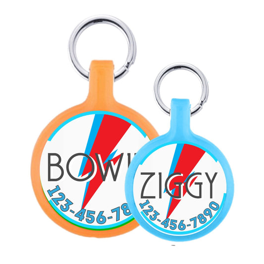 Bowie Ziggy Stardust Personalized Dog ID Pet Tag Custom Pet Tag You Choose Tag Size & Colors Music Fan David Bowie Cute Cat Tag