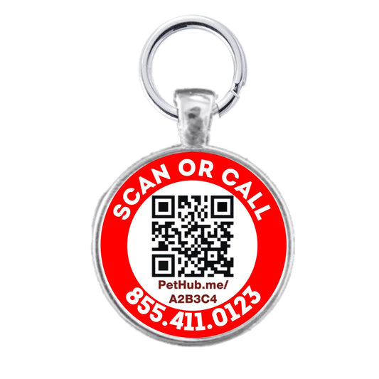 Scannable QR Code Dog Tag Cat ID Free PetHub Profile and Lost Pet Hotline