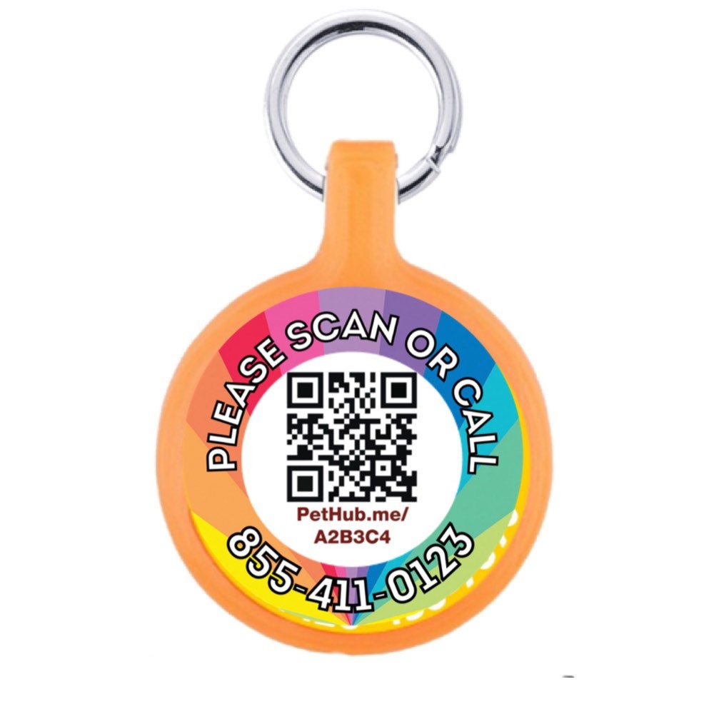 Rainbow Eco-Friendly Scannable QR ID Tag for Cats and Dogs- Powered by PetHub. Free Online Pet Profile pride
