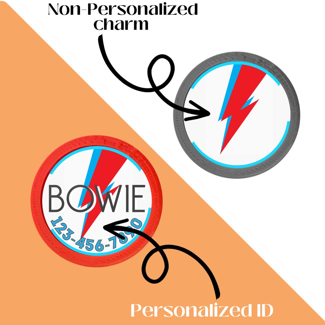 Bowie Ziggy Stardust Tag- Silent, Eco-Friendly, Ringless ID Tag for Cats and Dogs