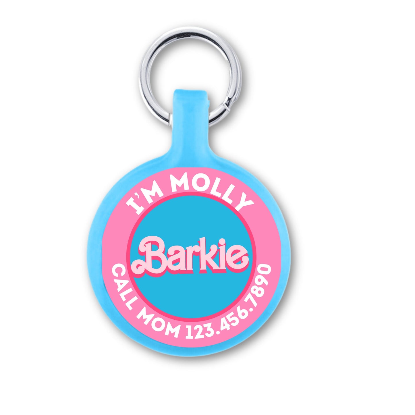 Barkie Pet ID Tag for Dogs Charm or Personalized Barbie & Ken