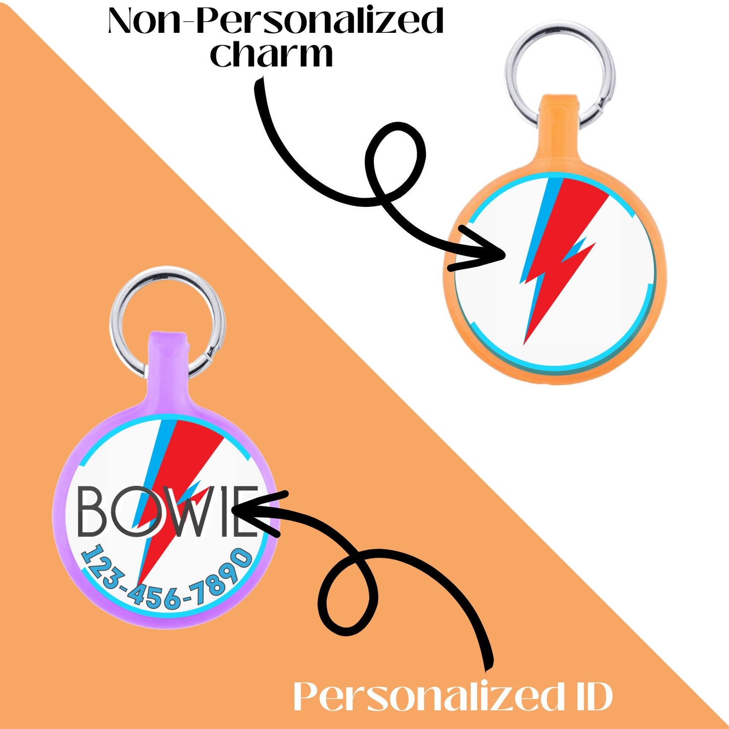 Bowie Ziggy Stardust  Dog or Cat ID Pet Tag with Optional Personalization