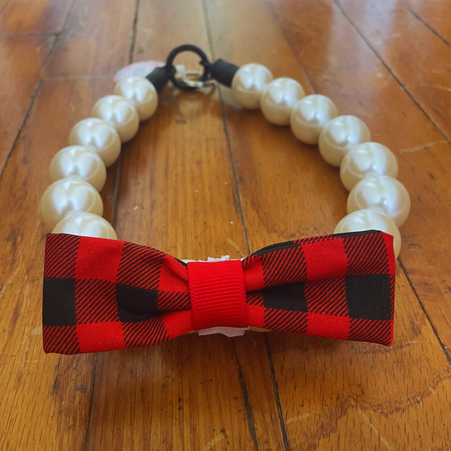 Dog Collar Bow Tie Accessory Red Plaid