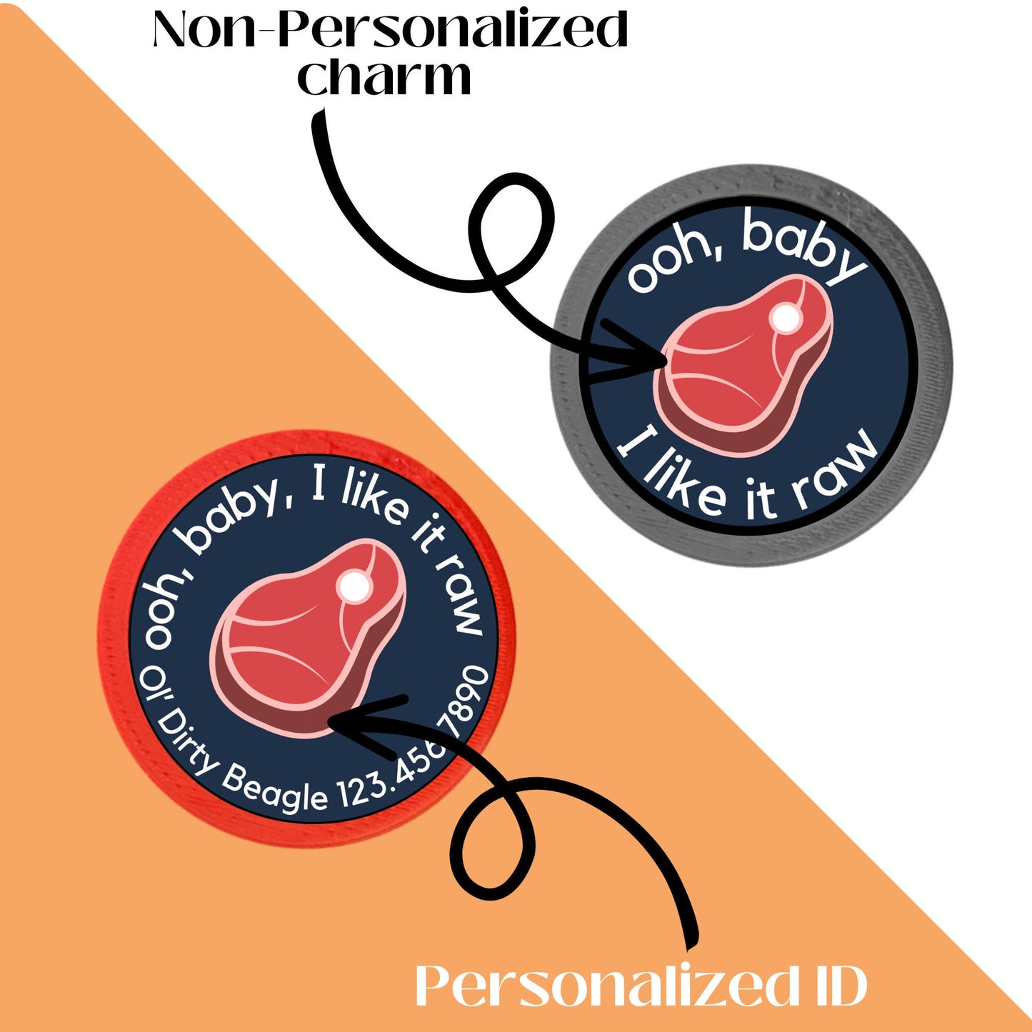 Raw Fed Funny Pet Tag- Silent, Eco-Friendly, Ringless ID Tag for Cats and Dogs