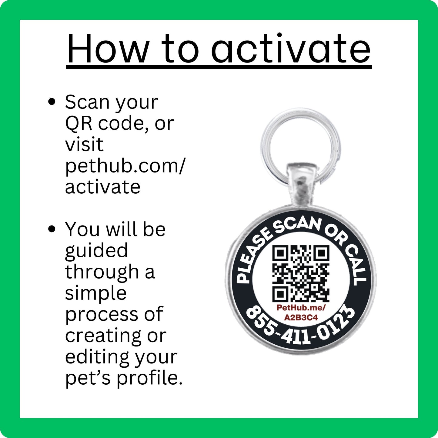 QR Code Dog Tag Cat ID Free PetHub Profile and Lost Pet Hotline- non personalized