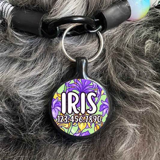 Mardi Gras Iris Personalized Dog ID Pet Tag Custom Pet Tag You Choose Tag Size & Colors