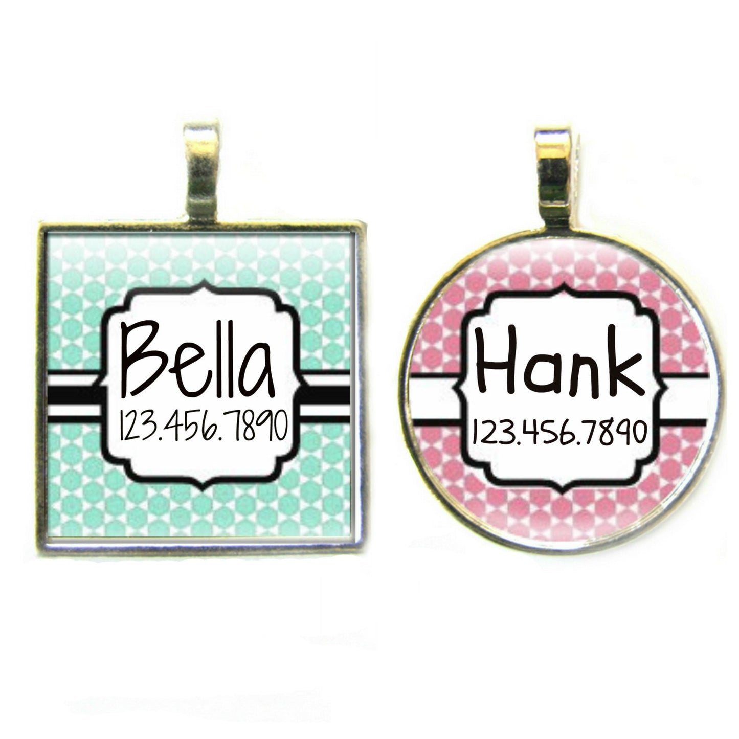 Personalized Dog ID Pet Tag Pretty Moroccan Custom Pet Tag You Choose Tag Size & Colors