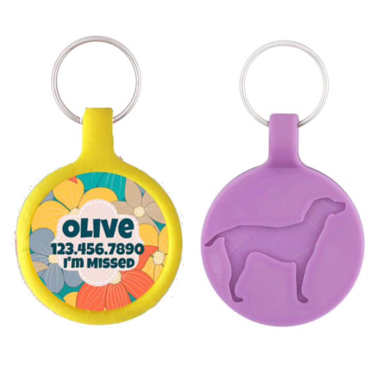 Summer Floral Personalized Dog ID Pet Tag Custom Pet Tag You Choose Tag Size