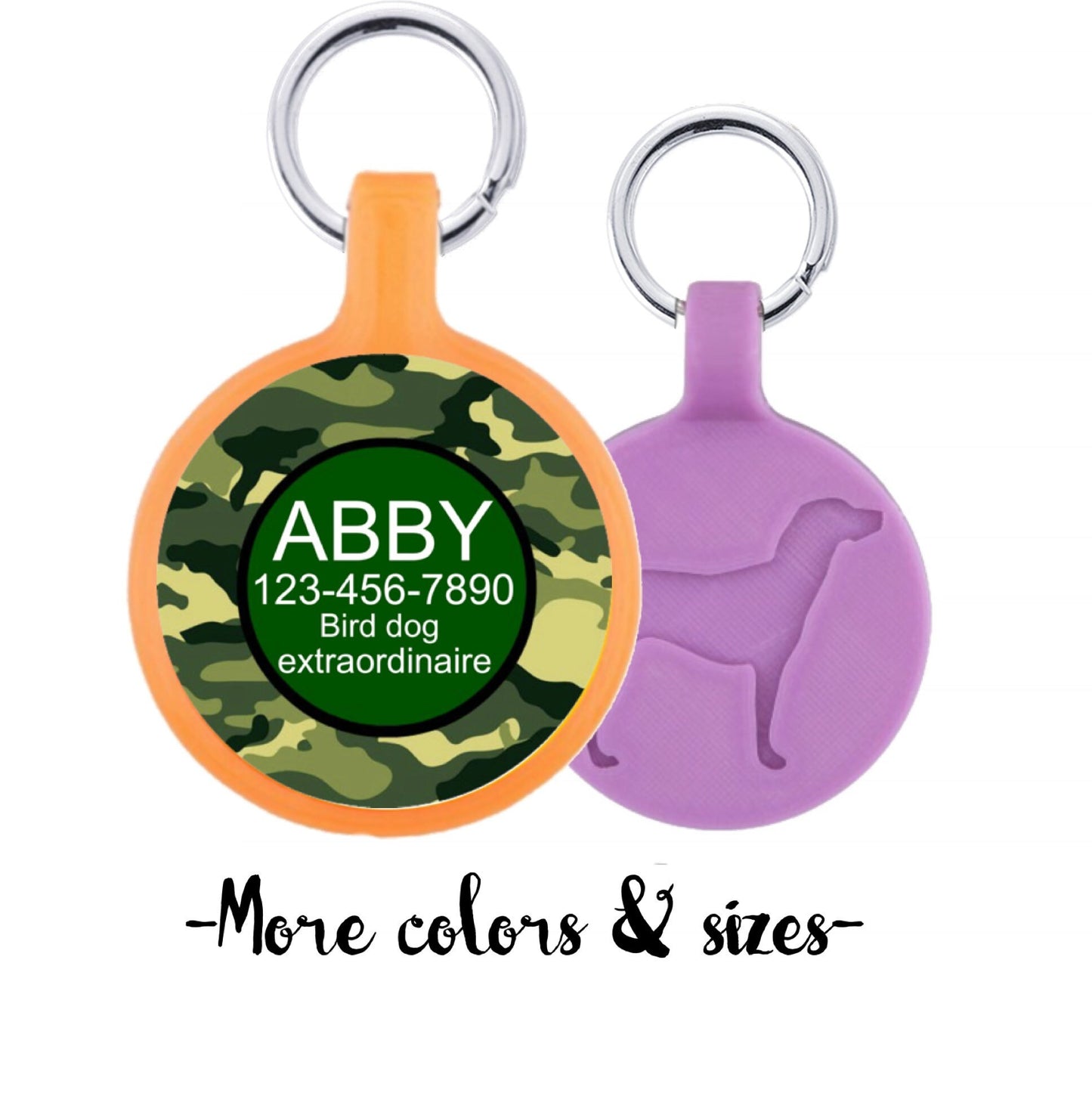 Camouflage Personalized Dog ID Pet Tag Custom Pet Tag You Choose Tag Size & Colors