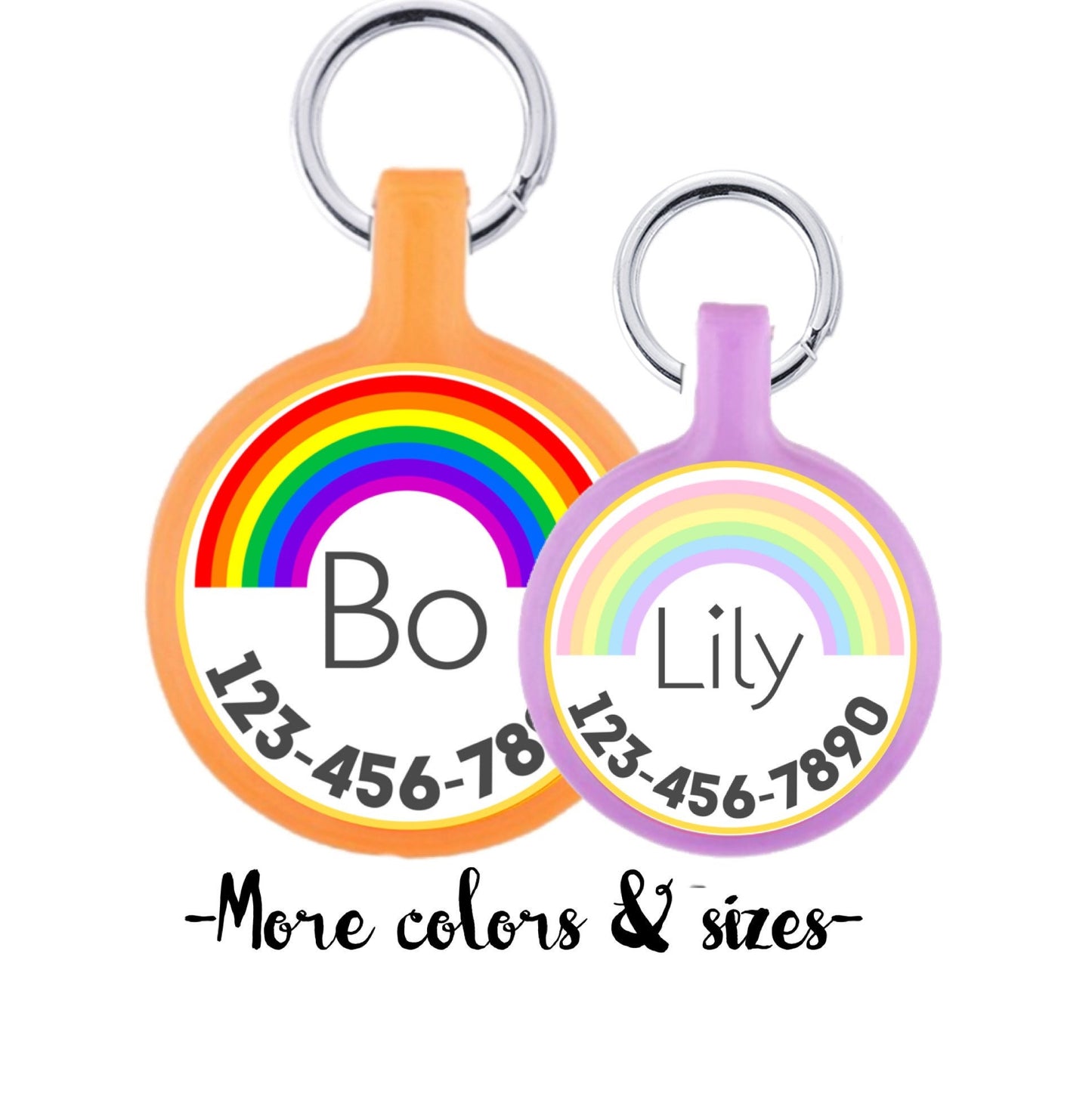 Pastel or Bold Rainbow Personalized Dog ID Pet Tag Custom Pet Tag You Choose Tag Size & Colors