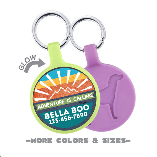 Adventure is Calling Personalized Dog ID Pet Tag Custom Pet Tag You Choose Tag Size & Colors