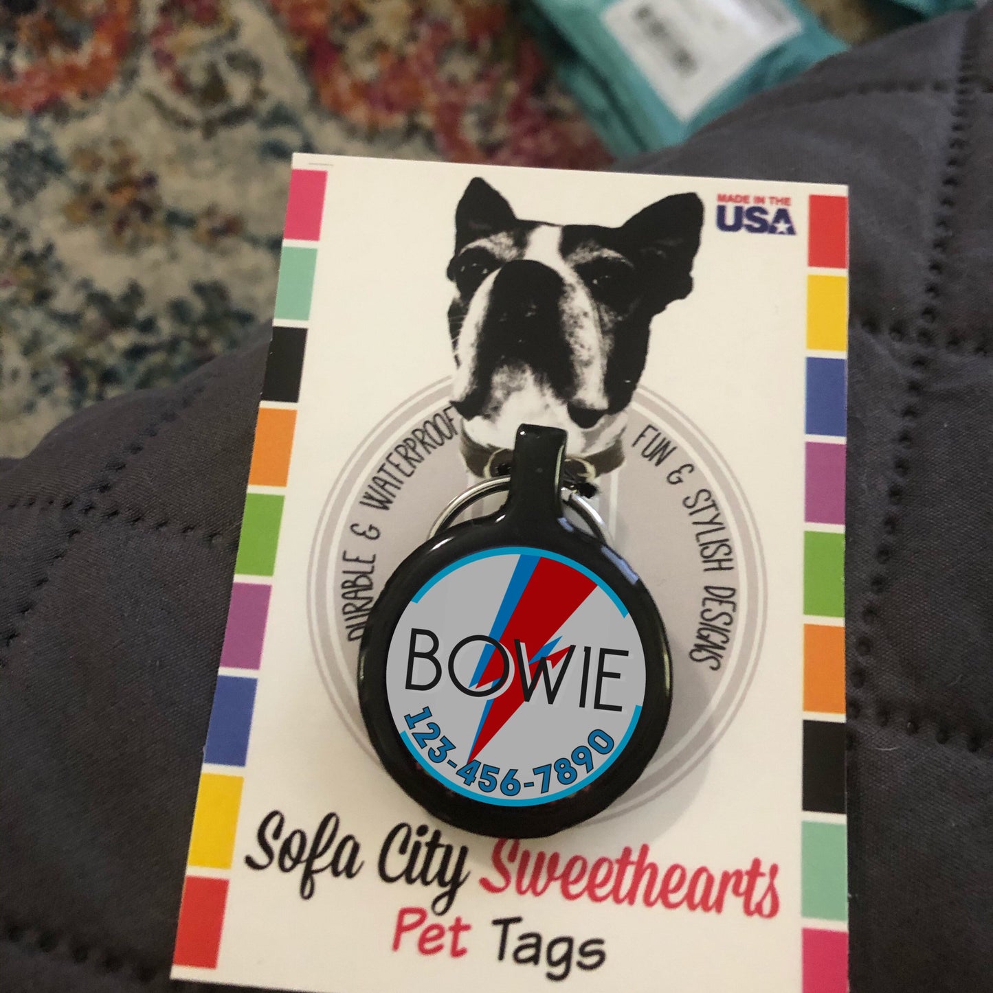 Bowie Ziggy Stardust-inspired Design Personalized Dog ID Pet Tag Custom Pet Tag You Choose Tag Size & Colors