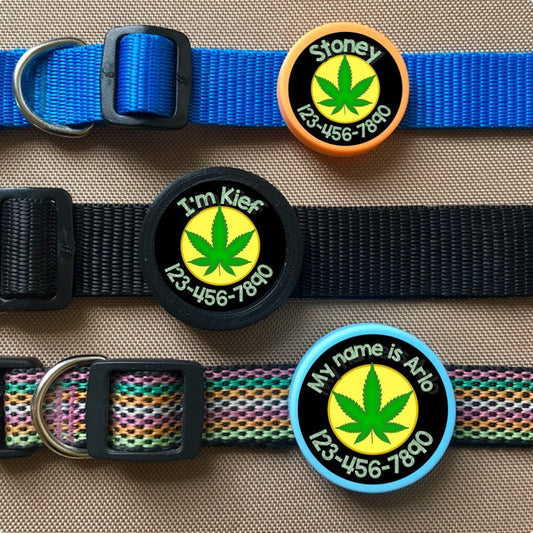 Best Budz- Silent, Eco-Friendly, Ringless ID Tag for Cats and Dogs Best Buds Cannabis Design CBD THC