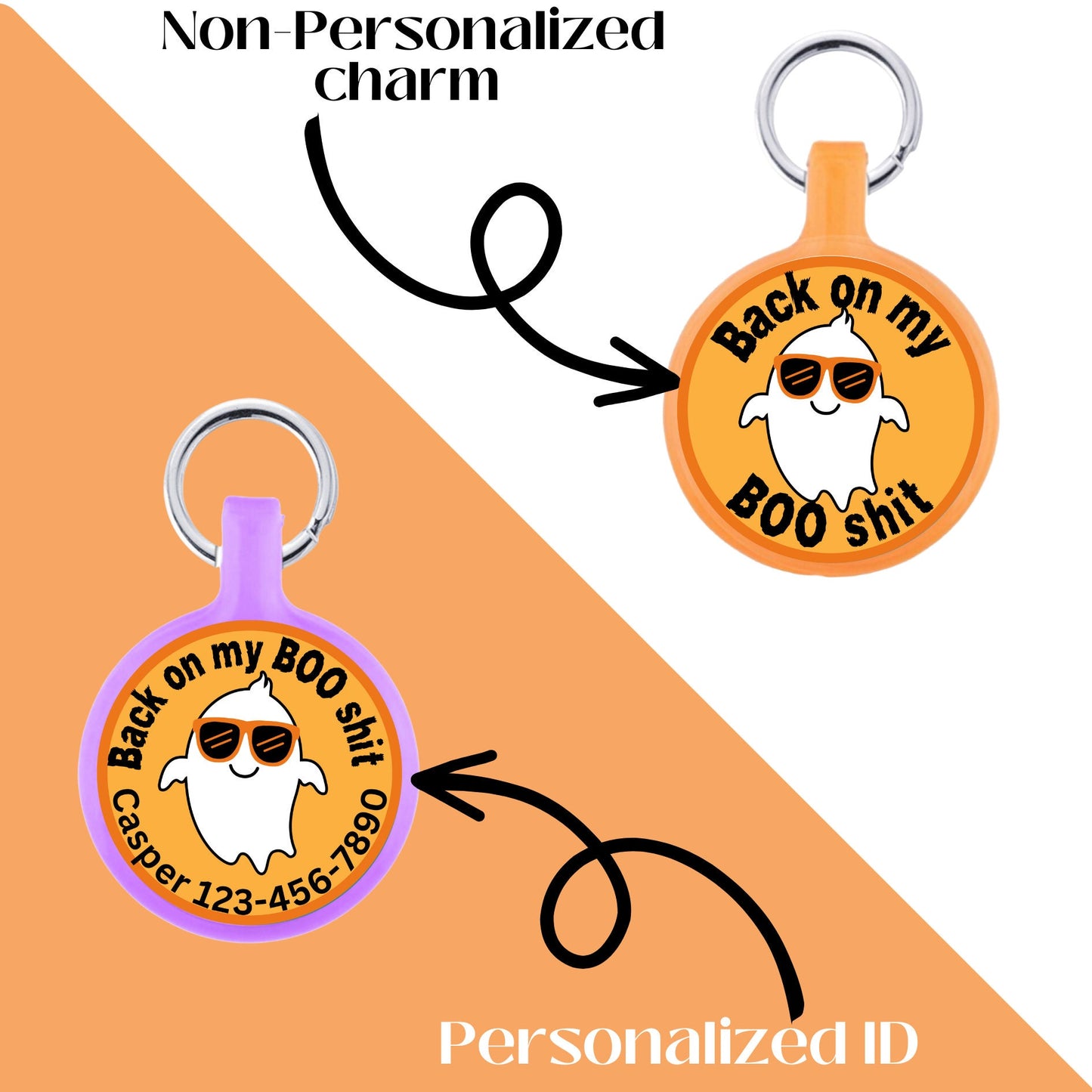 Back On My Boo Shit Halloween Pet ID Tag for Dogs and Cats
