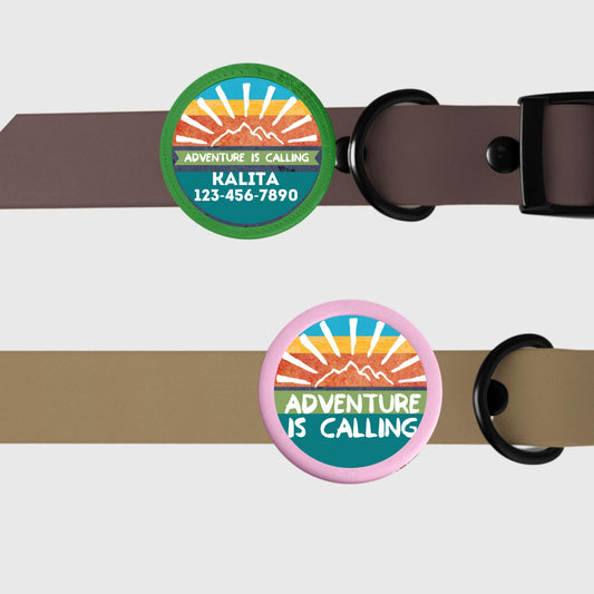 Adventure Is Calling Tag- Silent, Eco-Friendly, Ringless ID Tag for Cats and Dogs that love the outdoors