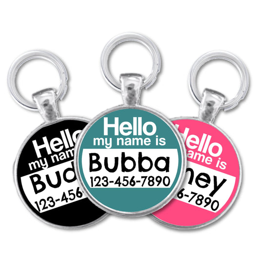 The Original "Hello My Name Is" Silver Pet ID Tag -As Seen In Modern Dog Magazine